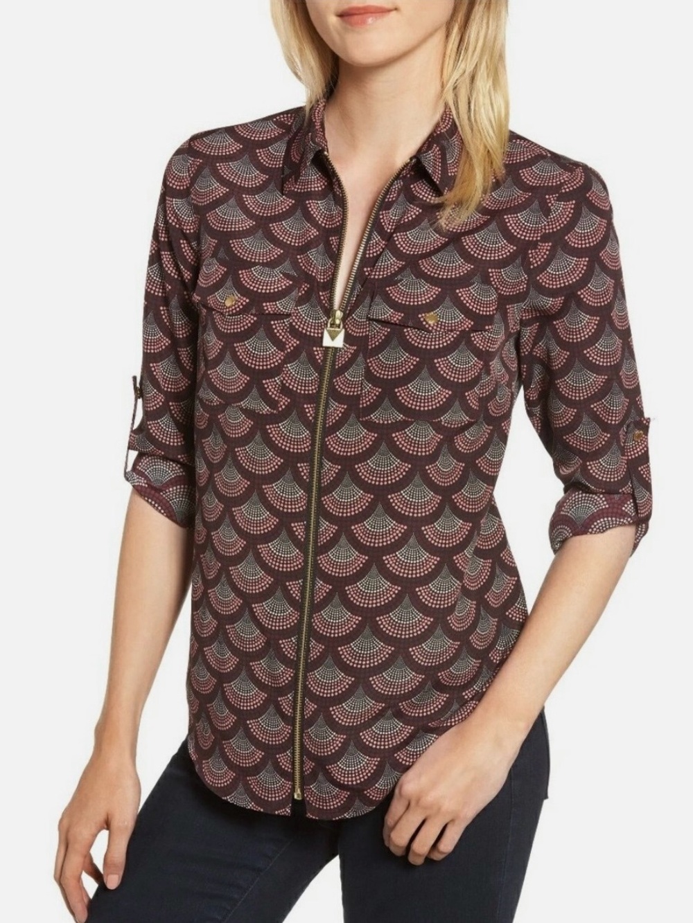 MICHAEL Michael Kors Women’s Roll-Up Sleeve Top.